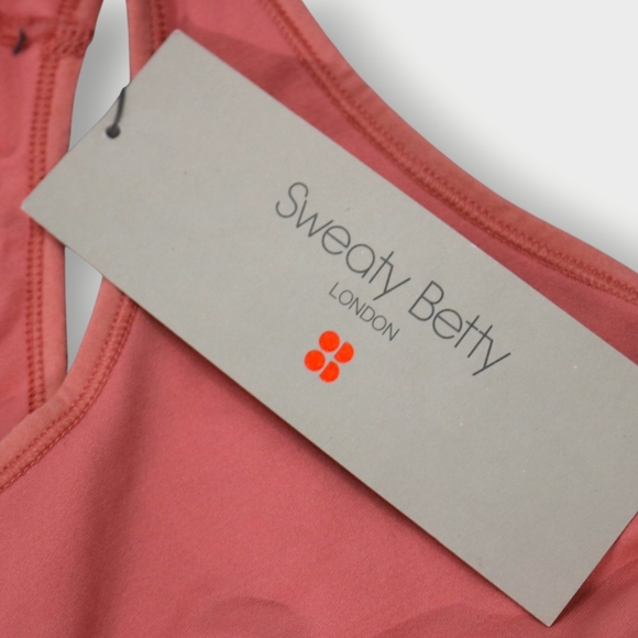 Sweaty Betty Stamina Longline Sports Bra sz M Blush Pink NWT Workout Compression - Picture 2 of 7